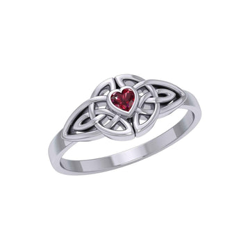 Celtic Knotwork Ring With Heart Gemstone TRI2310 - Jewelry